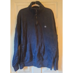 Vtg Nautica Competition Quarter-Zip Sweatshirt Navy Blue Logo Y2k Sz XL